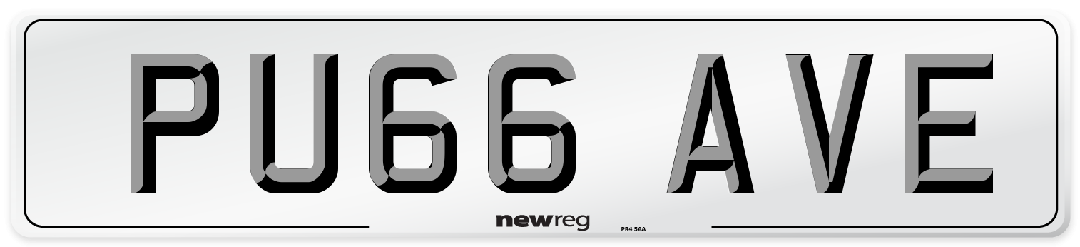PU66 AVE Number Plate from New Reg